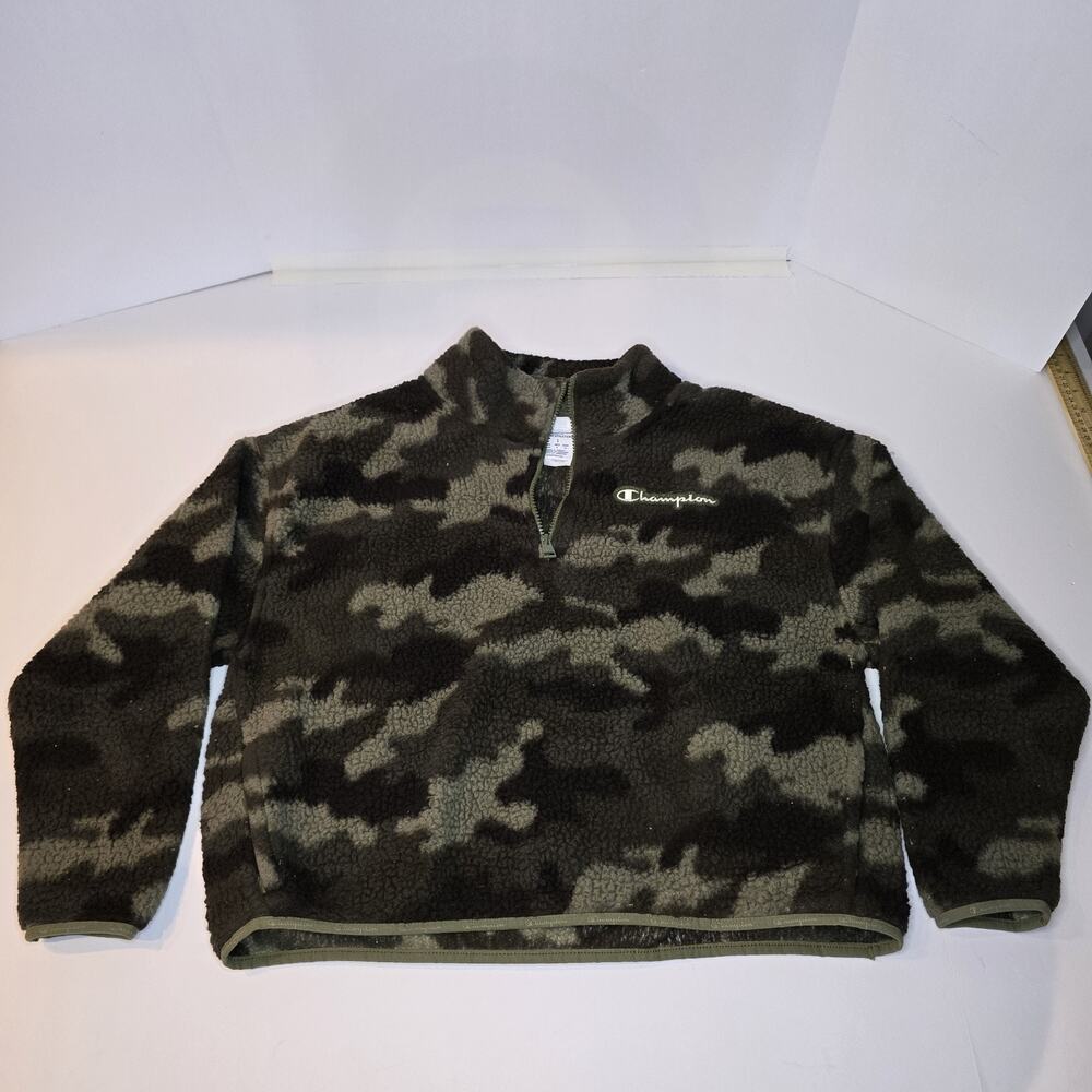Trendy Camo Champion Women’s L Sherpa Fleece Camo 1/4 Zip Pullover Jacket Green
